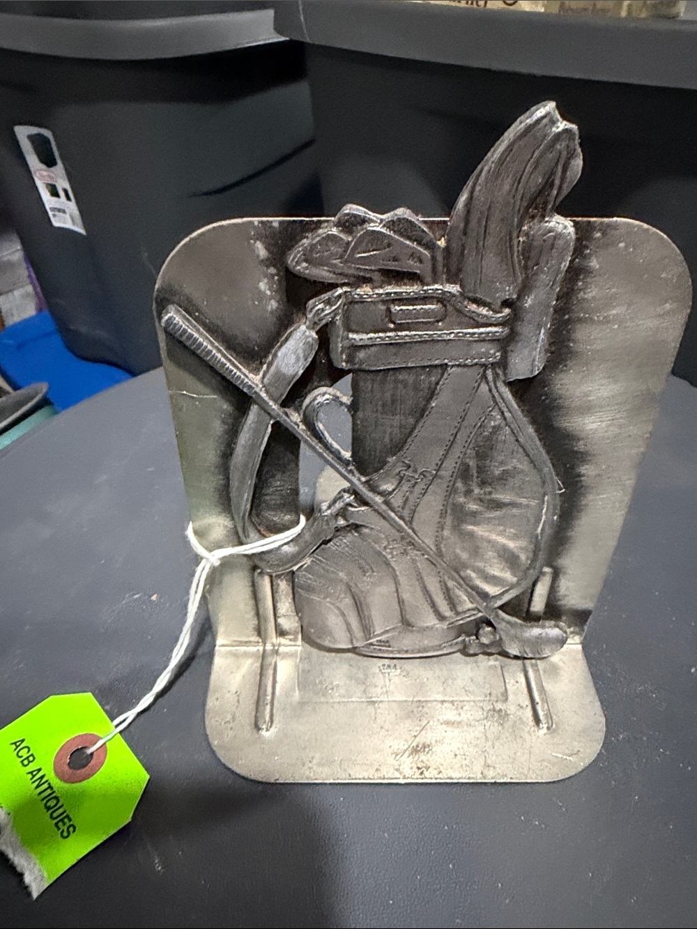 Antique-Style Golf Bag Bookend in Silver